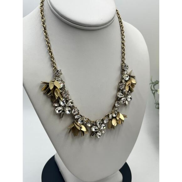 J. Crew Crystal Bouquet Glass Cubic Zirconia Metal Dangle Accents Necklace - Picture 2 of 11